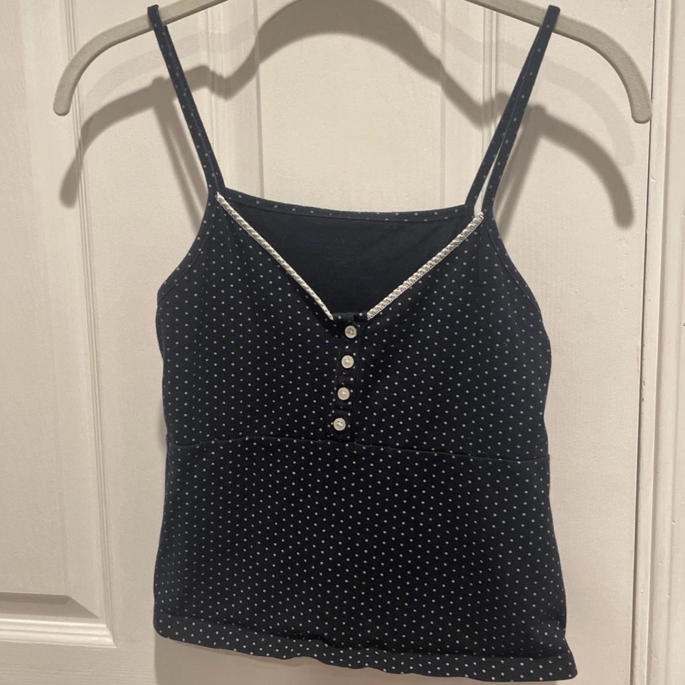 Black Polka Dot Spaghetti Strap Tank Top